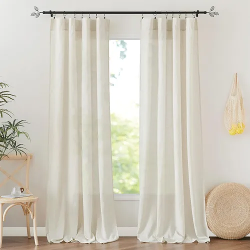 Vista 94 de RYB HOME - Cortinas de lino texturizado semitranslúcidas, privacidad media, filtro de luz, decoración de ventana para dormitorio/baño/sala de estar
