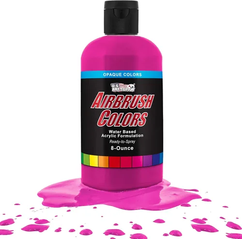 Vista 32 de U.S. Art Supply Pintura acrílica opaca para aerógrafo color azul aguamarina, botella de 1 onza, colores a base de agua no tóxicos de grado