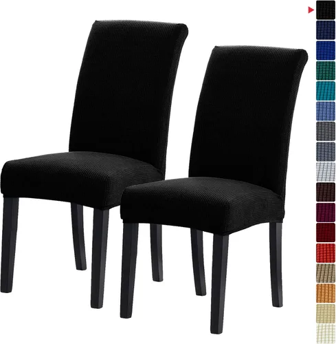 Vista 31 de Juego de 2 fundas para sillas de comedor, fundas elásticas para sillas de comedor, fundas para sillas de cocina de jacquard texturizadas, decoración