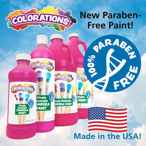 Vista 2 de Colorations Pintura de témpera simple sin parabenos para niños, juego de 11 galones, pintura vibrante para póster y aula, fabricada en Estados