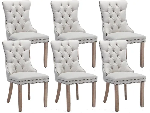 Vista 83 de Juego de 2 sillas de comedor de terciopelo beige, sillas de comedor tapizadas beige01