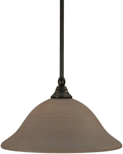 Vista 190 de Toltec Lighting Tallo Colgado Mini colgante, acabado de cobre negro, 3.5" cuadrado humo burbuja vidrio