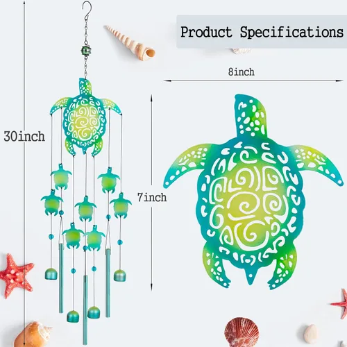 Vista 2 de Campanillas de viento de tortuga marina: regalo conmemorativo para mamá, decoración de jardín al aire libre, regalo para amantes de las tortug