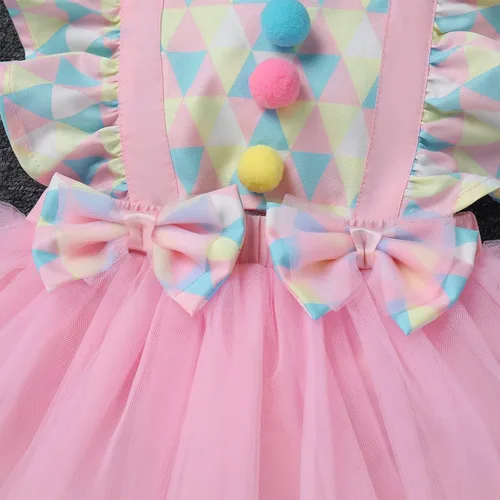 Vista 4 de ODASDO Conjunto de ropa de 2 piezas para bebé niña para primer cumpleaños con encaje y tutú de tul con diadema, conjunto de ropa de 2 piezas