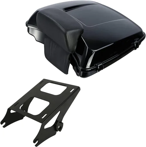 Vista 21 de XMT-MOTO King Tour Trunk + almohadilla de respaldo envolvente+estante de montaje negro+accesorios de acoplamiento para Harley Touring Road King Road