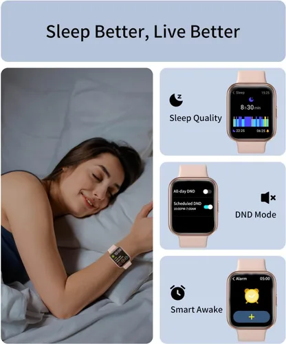 Vista 4 de RERE ASW2 - Reloj inteligente (respuesta/hacer llamada), Alexa integrado, rastreador de fitness de 1.69 pulgadas con 60 modos deportivos, frecuencia