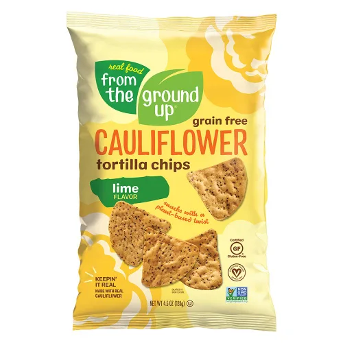 Vista 5 de REAL FOOD FROM THE GROUND UP Chips de tortilla de coliflor, 4.5 onzas (paquete de 6)