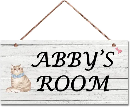 Vista 11 de Letreros personalizados de animales de dibujos animados para la cueva de hombrecito, letrero de gatos lindos, letrero personalizado para habitación