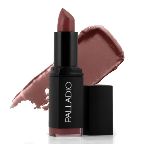 Vista 13 de Palladio Lápiz labial mate herbal, rosa bella, cremoso y cobertura completa de larga duración, 0.16 onzas bella rosado