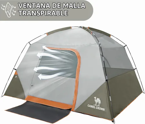 Vista 2 de CAMEL CROWN Tiendas de campaña para acampar 4/8 personas, impermeables, configuración rápida, plegables, para mochileros al aire libre, para 4 Marrón