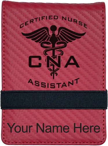 Vista 13 de LaserGram Mini padfolio con bloc de notas y bolígrafo, asistente de enfermera certificada por la CNA, grabado personalizado incluido (verde azulado)