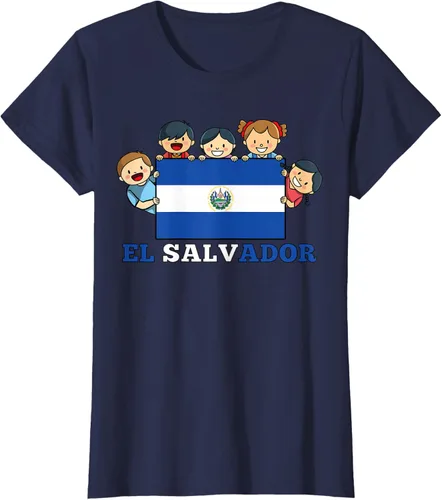 Vista 39 de Camiseta salvadoreña del Mes de la Herencia Hispana con la bandera de El Salvador para niños, Negro