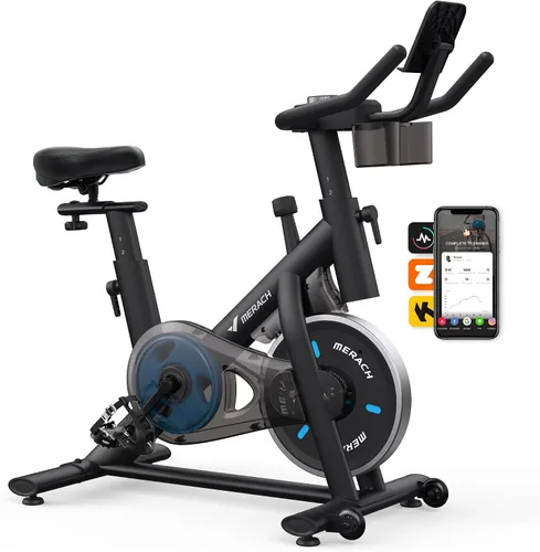 Vista 10 de MERACH Exercise Bike, Magnetic Friction Stationary Bike for Home with APP