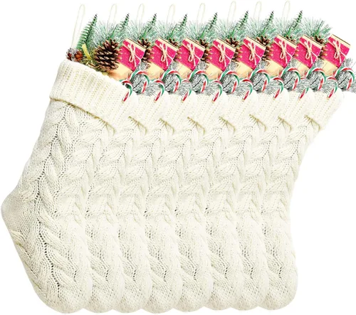 Vista 36 de Medias de Navidad, 18 pulgadas, calcetines de punto trenzado azul para decoración de Navidad, paquete de 4