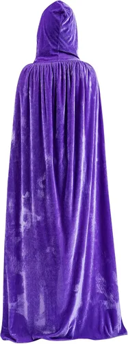 Vista 5 de MiiDD Hooded Cloak Unisex Full Long Velvet Cape Witch Cloak with Hood Raven Cosplay Men Women for Halloween Costumes