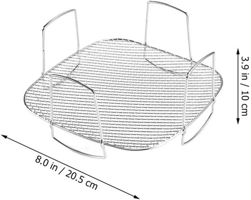 Vista 6 de Kichvoe Estante apilable para freidora de aire de 8.07 x 8.07 x 3.46 pulgadas, accesorios apilables para freidora de aire de acero inoxidable
