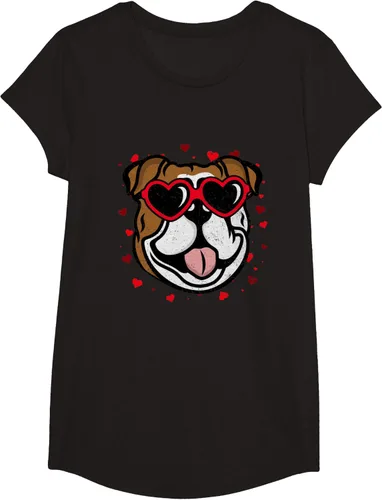 Vista 4 de Bulldog Valentine - Camiseta para amantes de las gafas de sol para perros, Negro