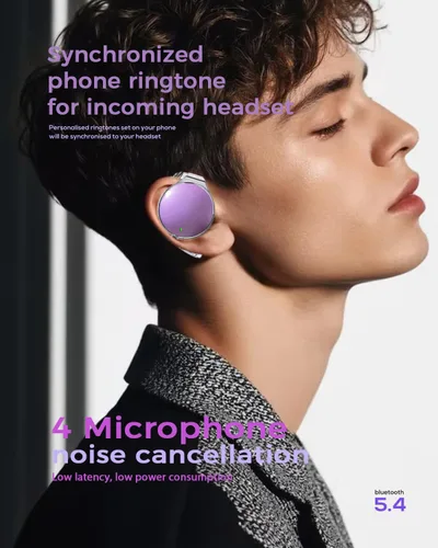 Vista 3 de Micool Auriculares de oreja abierta Bluetooth 5.4, auriculares deportivos inalámbricos con cancelación de ruido en forma de gota de agua