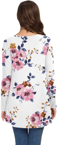Vista 37 de AWULIFFAN Blusa tipo túnica holgada de manga larga con cuello redondo para mujer