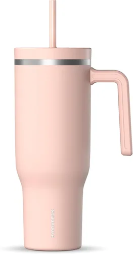 Vista 18 de Hydrapeak Voyager Vaso de 40 oz con Asa y Tapa con Pajita Botella de Agua Reutilizable de Acero Inoxidable Taza de Viaje Compatible con Portavasos
