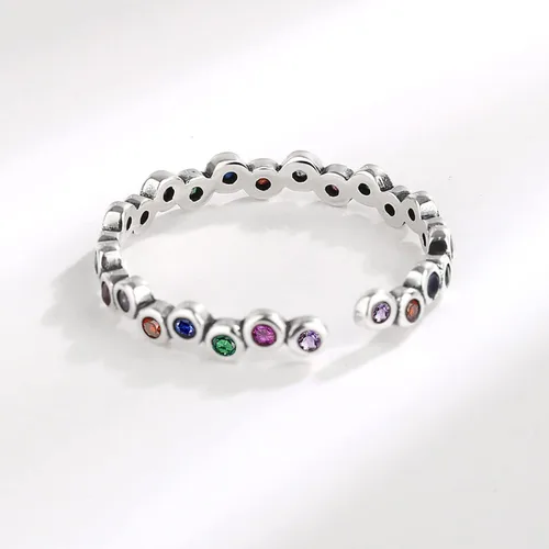 Vista 65 de Anillo de plata 925, anillos de plata ajustables para mujer, anillos de pulgar abiertos, anillos de circonio, anillos ajustables, anillos abiertos