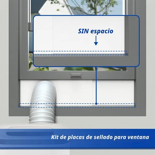 Vista 4 de Kit de ventana de aire acondicionado portátil para manguera de escape de 5 pulgadas de diámetro, paneles de sellado de ventana ajustables de 59
