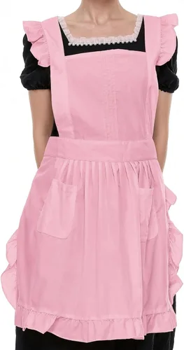 Vista 10 de Delantal retro ajustable con bolsillos, tamaño pequeño a grande para mujer de LilMents Negro