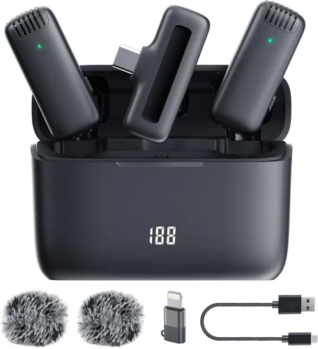 Vista 9 de Labstandard Micrófono inalámbrico Lavalier de solapa para iPhone, iPad, micrófono mini para grabación de video para entrevistas, podcast, Vlog