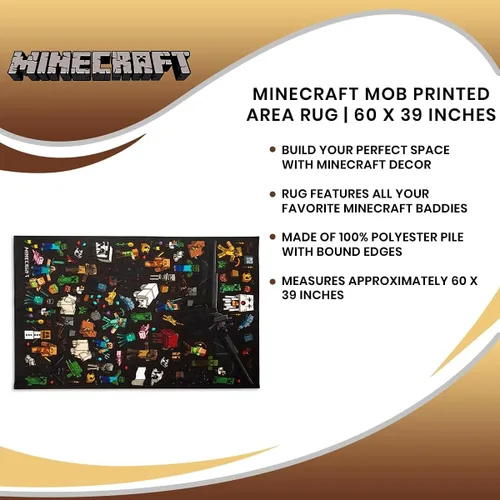 Vista 7 de Minecraft Mob - Alfombra de área estampada Tapete de interior, alfombras decorativas para sala de estar y dormitorio, decoración del hogar