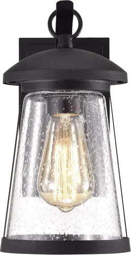 Vista 3 de Chloe Lighting Freya - Aplique de pared transitorio para exteriores, 1 luz, texturizado, negro, 11 pulgadas de altura