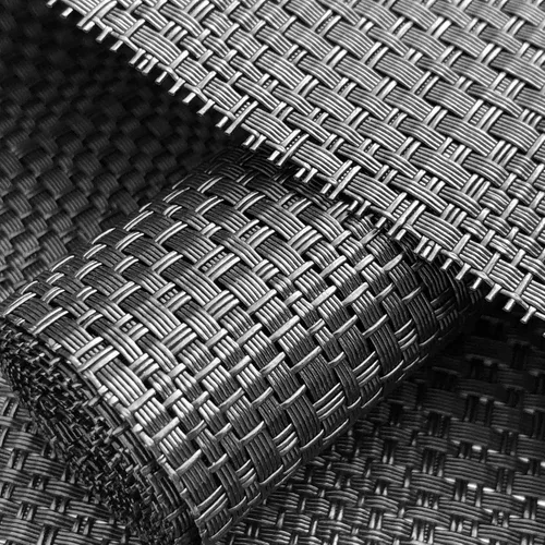 Vista 4 de Textura Diseño Tejido PVC Rectangular Aislamiento Térmico Texteline Camino de Mesa (Todo Negro)