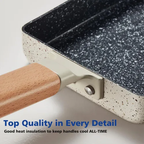Vista 2 de Sartén cuadrada con revestimiento de cerámica, sartén pequeña de tortilla tamagoyaki japonesa, sartén rectangular antiadherente para huevos