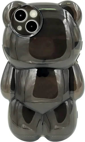 Vista 19 de Bear - Funda para teléfono compatible con el teléfono 11, bonita funda holográfica negra 3D con diseño de oso holográfico, a prueba de golpes, Kpop