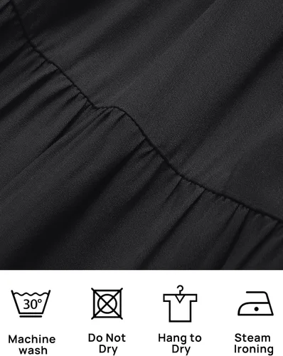 Vista 7 de ZESICA - Vestido por debajo de la rodilla para mujer, diseño informal y escalonado de manga corta, con cuello redondo y cintura elástica fruncida