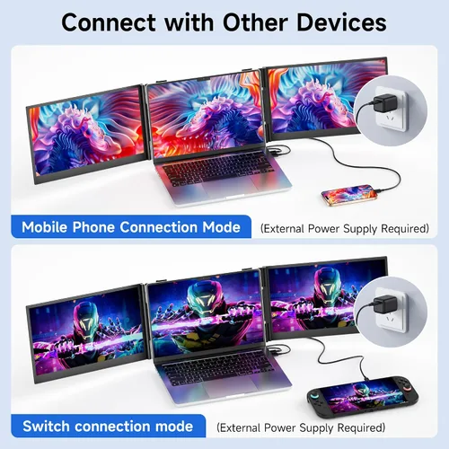 Vista 9 de Monitor extensor de pantalla para portátil ultrafino, 14.2 pulgadas, 1080P FHD ligero, triple pantalla, monitor portátil para portátiles, apto