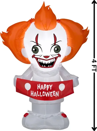Vista 3 de Gemmy Airblown estilizado Pennywise Warner Brothers, 4 pies de alto, multicolor