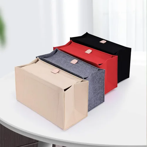 Vista 7 de Doxo Organizador de bolso, organizador de bolsa de fieltro con cremallera, perfecto para Lv Onthego GM 40 y D Book Tote grande (negro con cubierta)