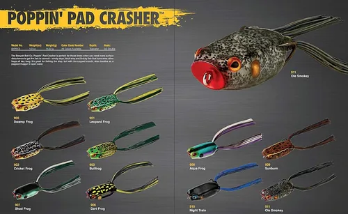 Vista 2 de BOOYAH Poppin' Pad Crasher Señuelo de Rana de Cuerpo Hueco Topwater para Pesca de Lobina con Anzuelos Sin Enganches