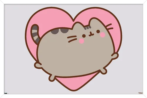 Vista 13 de Trends International Pusheen - Póster de pared de corazón, 22.4 pulgadas de largo x 14.7 pulgadas, versión enmarcada en madera de granero