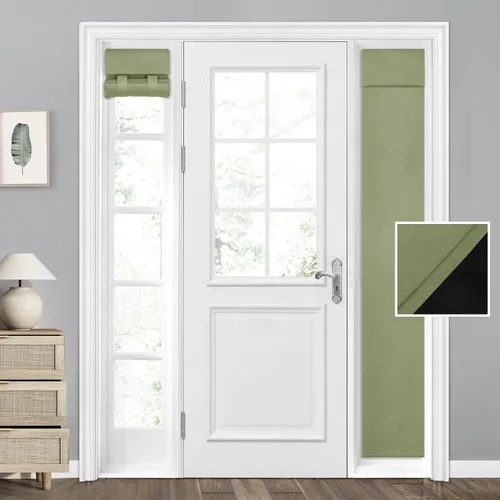 Vista 14 de HOMEIDEAS Cortinas 100% Opacas para Luces Laterales de Puerta Principal, Cubierta de Ventana de Puerta de Aula, Persianas de Privacidad