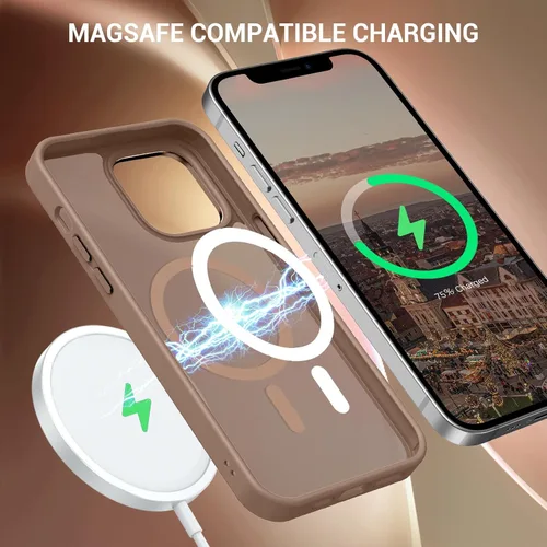 Vista 3 de GaoBao Funda magnética para iPhone 12 y iPhone 12 Pro, compatible con MagSafe, ajuste delgado, a prueba de golpes, translúcido, mate, funda
