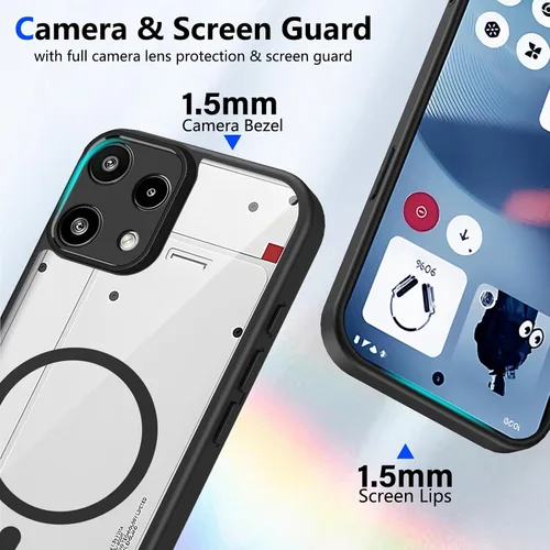 Vista 13 de Funda magnética transparente compatible con Xiaomi 17T, color negro 2 en 1 PC + TPU cubierta de teléfono a prueba de golpes, carcasa protectora