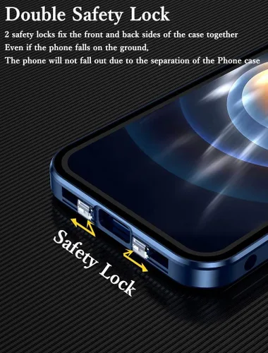 Vista 3 de Funda antiespía doble con bloqueo de seguridad para iPhone 11 Pro, carcasa de aluminio con protector de pantalla para lente de cámara, protección