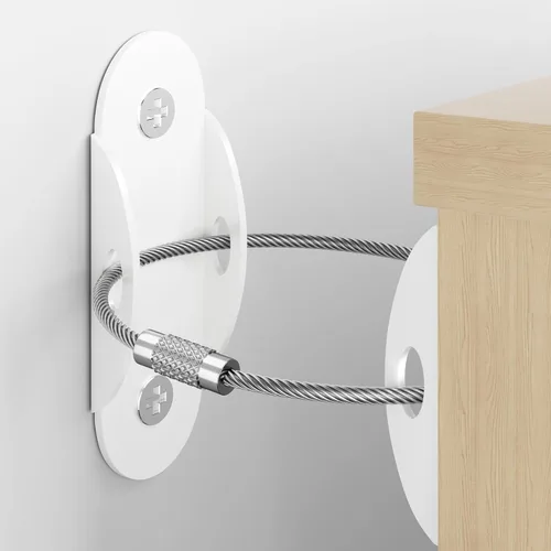 Vista 9 de RORMGO Anclajes antipunta para muebles (6 unidades), anclajes para muebles a prueba de bebés, correas de terremoto para muebles, aparador, pared