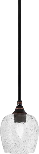 Vista 177 de Toltec Lighting Tallo Colgado Mini colgante, acabado de cobre negro, 3.5" cuadrado humo burbuja vidrio