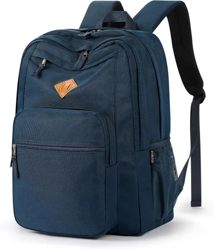 Vista 30 de ZORFIN - Mochila de 26 litros para la escuela, universidad y viajes, impermeable, con 8 compartimentos, Verde militar, Moderno
