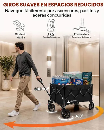 Vista 5 de Hikenture Carros de carros plegables 330LBS, carro plegable resistente