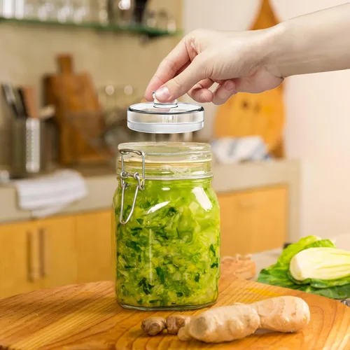 Vista 7 de Jucoan Paquete de 9 pesos de fermentación de vidrio con mango de fácil agarre, pesos de fermentación de vidrio pesado para frascos Mason de boca