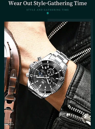 Vista 3 de OLEVS Relojes de cuero impermeable relojes de cuarzo con fecha de día regalos