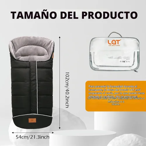 Vista 2 de LAT - Saco de dormir para bebé, cálido, universal, saco de dormir para cochecito para clima frío, saco impermeable para niños pequeños